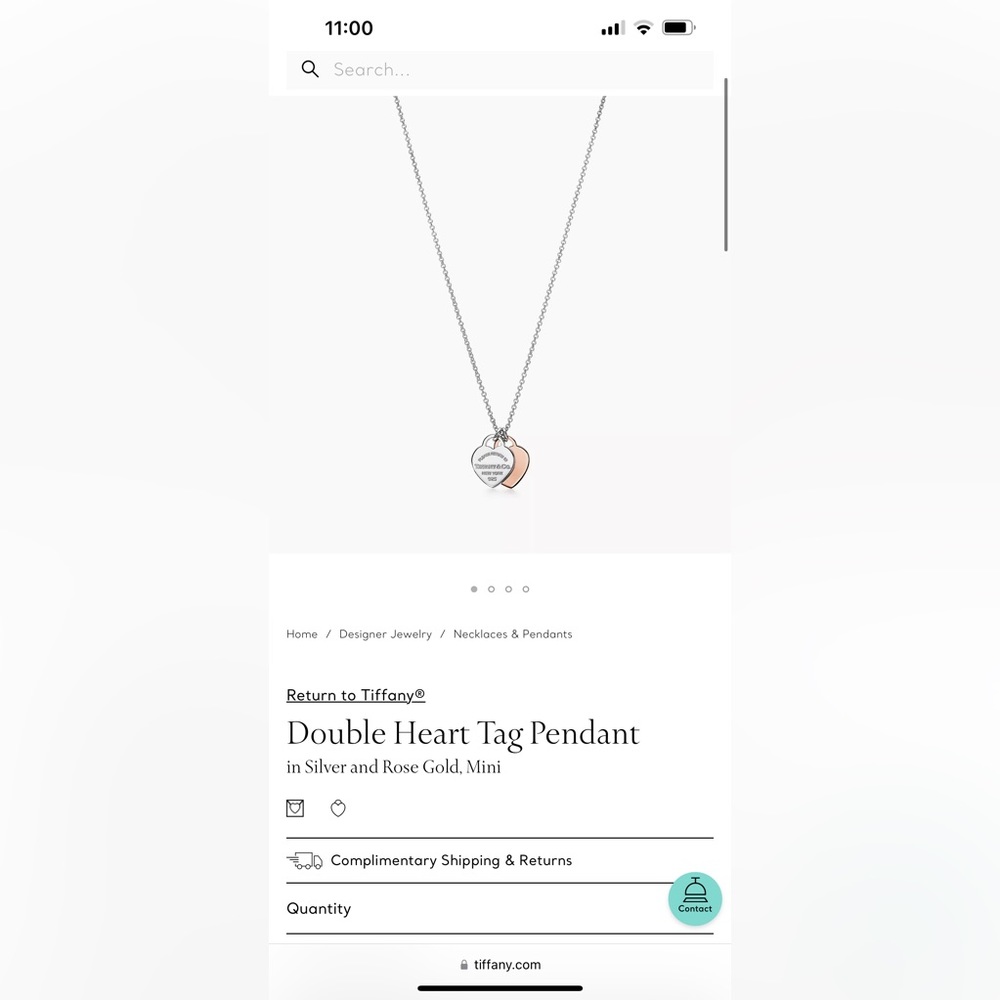 Tiffany and Co Double Heart Tag Pendant
in Silver and Rose Gold, Mini